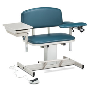 Clinton Power Series, Extra-Wide, Blood Drawing Chair with Padded Flip Arm and Drawer