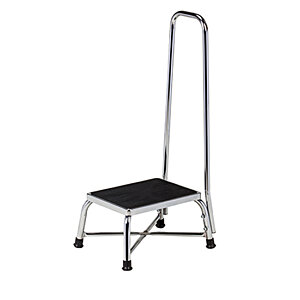 Chrome, Bariatric, Step Stool with Handrail